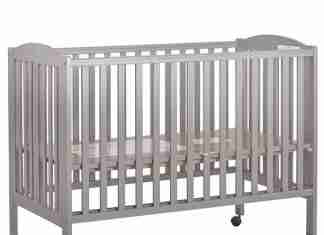 Dream On Me Folding Full Size Crib, Steel Grey