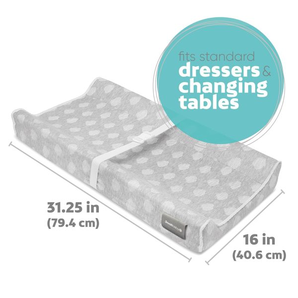 Jool Baby Changing Pad - Contoured, Waterproof  Non-Slip, Includes a Cozy, Breathable,  Washable Cover (Gray)