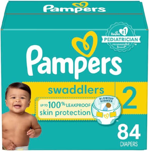 Pampers Swaddlers Diapers - Size 2, 84 Count, Ultra Soft Disposable Baby Diapers