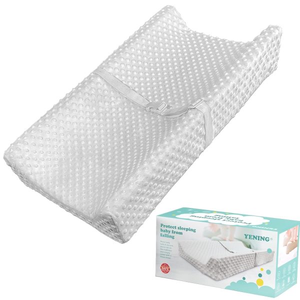 YENING Baby Diaper Changing Pad for Dresser Top with Cover Waterproof Lining Foam Contoured Changing Table Pads Topper 31 x 16 Grey