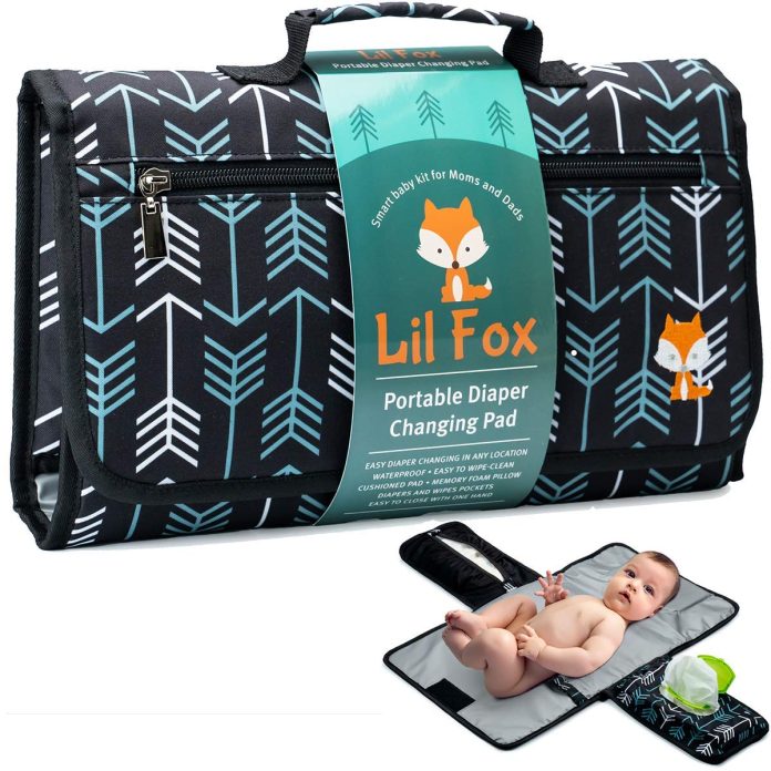 baby changing pad by lil fox portable changing pad for baby diaper bag or changing table pad one hand diaper change pad 1 1