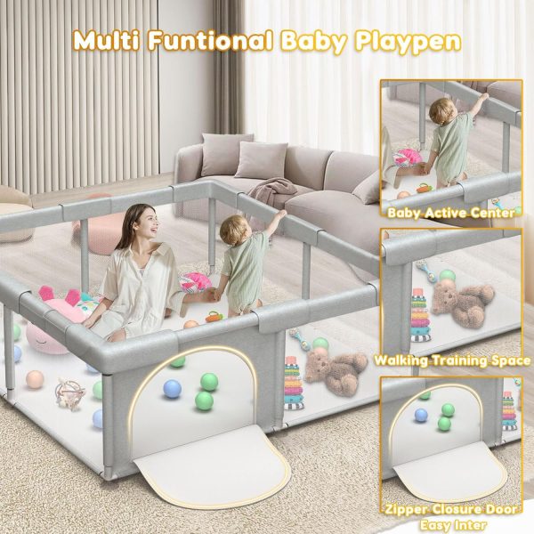 Baby Playpen Play Pens for Babies and Toddlers Baby Fence Baby Play Yards for Indoor  Outdoor with Breathable Mesh Anti-Fall Playpen