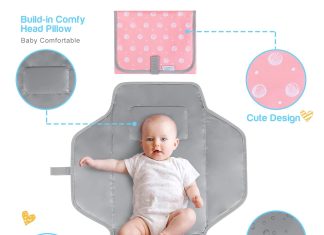 baby portable changing pad travel waterproof compact diaper changing mat with built in pillow lightweight foldable chang 1
