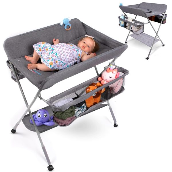 Bunnytail Baby Portable Changing Table for Baby - Baby Changing Tables with 2X Thicker Pad and 2X Storage Capacity - Waterproof and Durable Diaper Changing Table