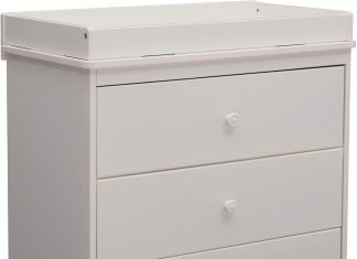 delta children sutton 3 drawer dresser with changing top white