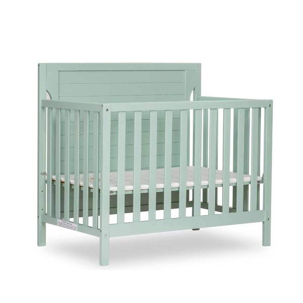 Dream On Me Bellport 4 in 1 Convertible Mini/Portable Crib In Safari Green, Non-Toxic Finish, Made of Sustainable New Zealand Pinewood, With 3 Mattress Height Settings, 40L x 25W x 33H