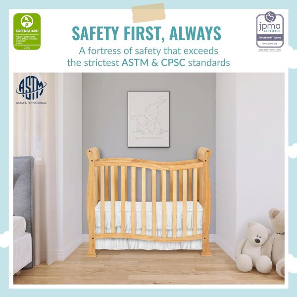 Dream On Me Violet 4-in-1 Convertible Mini Crib in Steel Grey, Greenguard Gold Certified, JPMA Certified, 3 Position Mattress Height Settings, Non-Toxic Finish