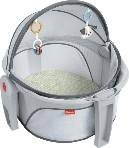 Fisher-Price Baby Portable Bassinet and Play Space On-the-Go Baby Dome with 2 Toys and Canopy, Puppy Perfection (Amazon Exclusive)