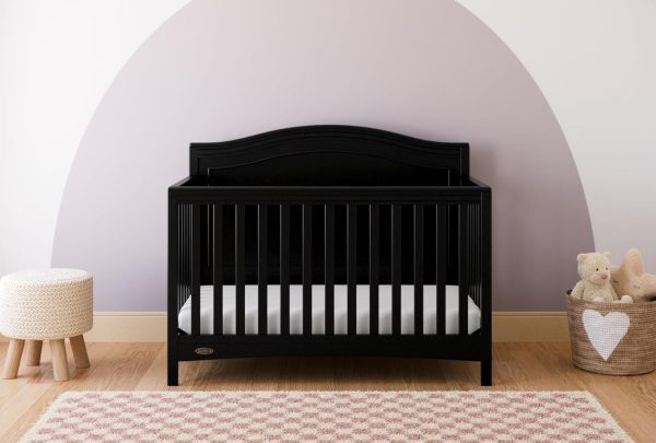 Graco Paris 4-in-1 Convertible Crib (Black) – GREENGUARD Gold Certified, Converts to Toddler Bed, Daybed and Full-Size Bed, Fits Standard Full-Size Crib Mattress, Adjustable Mattress Support Base