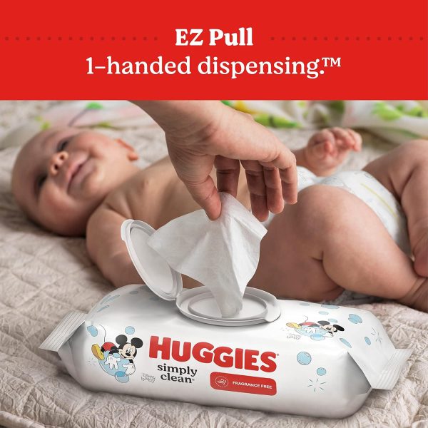 Huggies Simply Clean Fragrance-Free Baby Wipes, 3 Flip-Top Packs (192 Wipes Total)