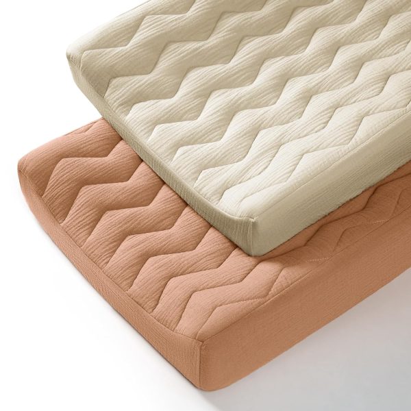 lulumoon Muslin Changing Pad Cover: Baby Cotton Quilted Changing Table Cover - Soft Changing Pad Sheets for Boys Girls