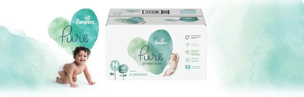 Pampers Pure Protection Diapers Newborn - Size 0, 76 Count, Hypoallergenic Premium Disposable Baby Diapers