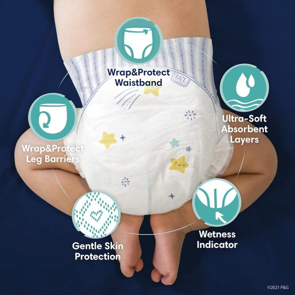 Pampers Swaddlers Overnights Diapers - Size 4, 58 Count, Disposable Baby Diapers, Night Time Skin Protection