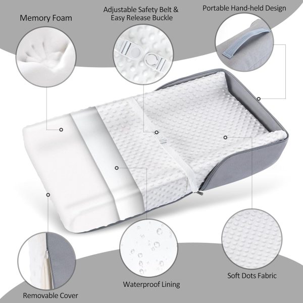 Portable Baby Diaper Changing Pad with Soft Cover  Handle, Waterproof Lining Foam Contoured Changing Table Pad for Dresser, Prefect Gift for Travel Outdoor (32”×16”)