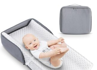 portable baby diaper changing pad with soft cover handle waterproof lining foam contoured changing table pad for dresser