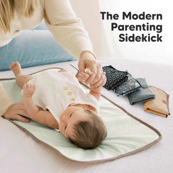 Portable Diaper Changing Pad - Waterproof Foldable Baby Changing Mat - Travel Diaper Change Mat - Lightweight Changing Pads for Baby - Baby Changer - Machine Washable (Black Geo)