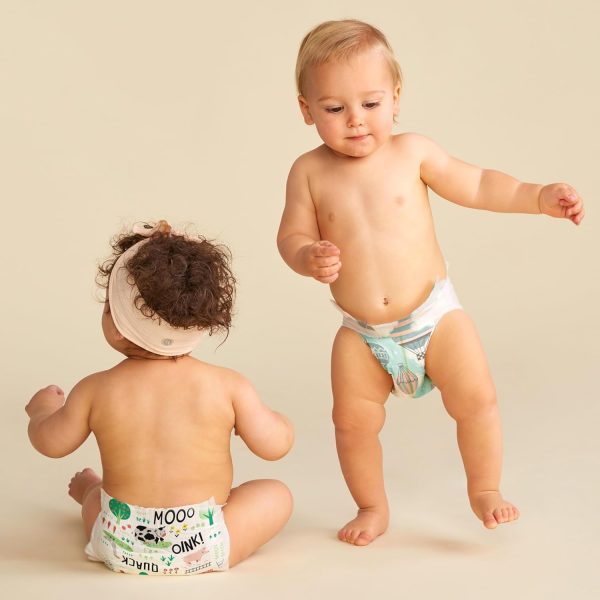 The Honest Company Clean Conscious Diapers | Plant-Based, Sustainable | Above It All + Barnyard Babies | Club Box, Size 1 (8-14 lbs), 80 Count