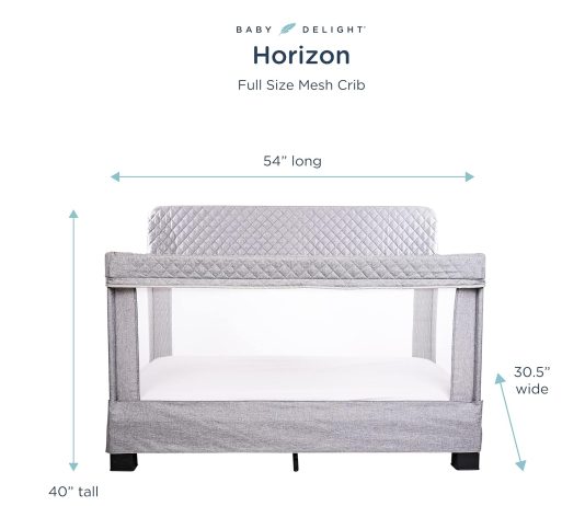 baby delight horizon full size crib breathable mesh walls tool free assembly baby bed luxe quilted easy to clean fabric 1 1