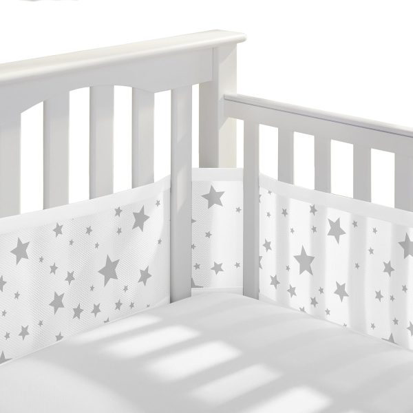 BreathableBaby Breathable Mesh Liner for Full-Size Cribs, Classic 3mm Mesh, Starlight (Size 4FS Covers 3 or 4 Sides)