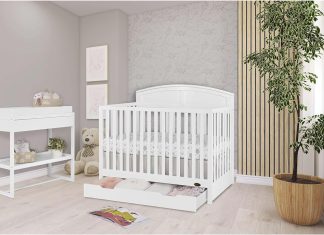 storybrooke 5 in 1 convertible crib with under drawer 2