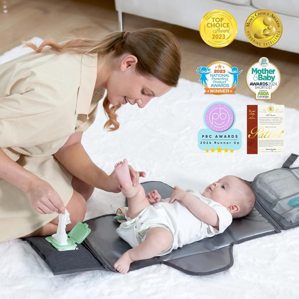 Momcozy Portable Diaper Changing Pad, Large Diaper Changing Pad, Fit for 0-12 Months Baby, Baby Waterproof Foldable Changing Mat with Oversized Pillow, Travel Baby Changing Pad with Wipes Pocket Momcozy Portable Diaper Changing Pad, Large Diaper Changing Pad, Fit for 0-12 Months Baby, Baby Waterproof Foldable Changing Mat with Oversized Pillow, Travel Baby Changing Pad with Wipes Pocket