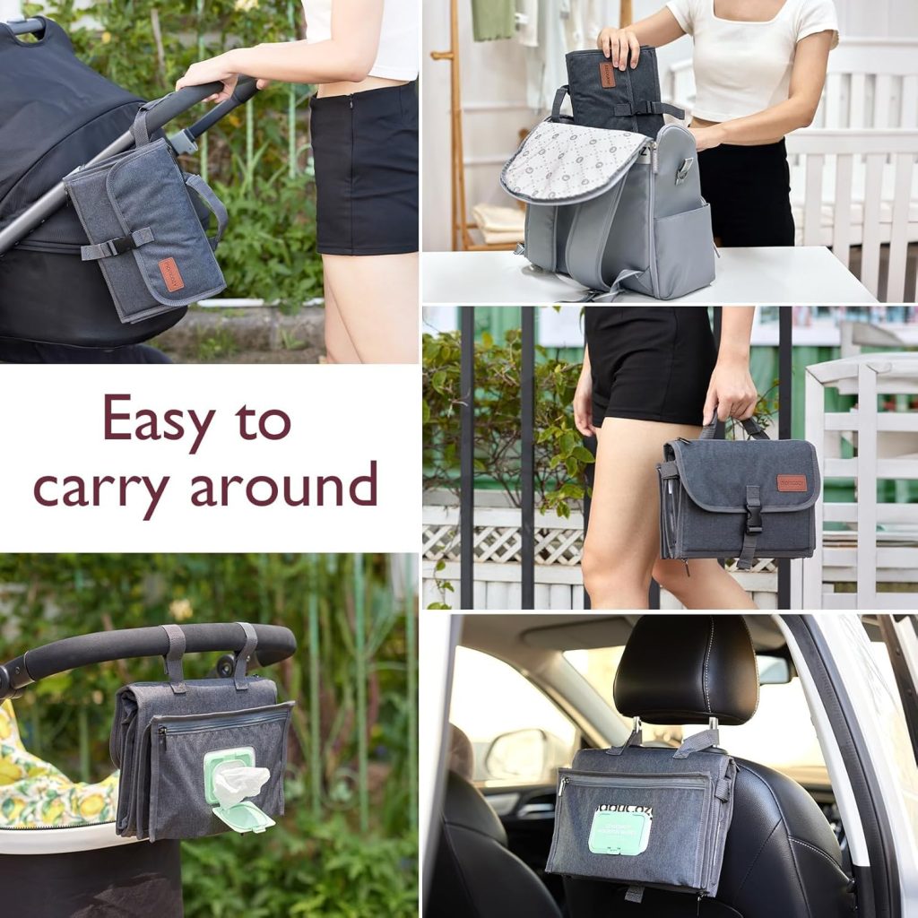 Momcozy Portable Diaper Changing Pad, Large Diaper Changing Pad, Fit for 0-12 Months Baby, Baby Waterproof Foldable Changing Mat with Oversized Pillow, Travel Baby Changing Pad with Wipes Pocket Momcozy Portable Diaper Changing Pad, Large Diaper Changing Pad, Fit for 0-12 Months Baby, Baby Waterproof Foldable Changing Mat with Oversized Pillow, Travel Baby Changing Pad with Wipes Pocket