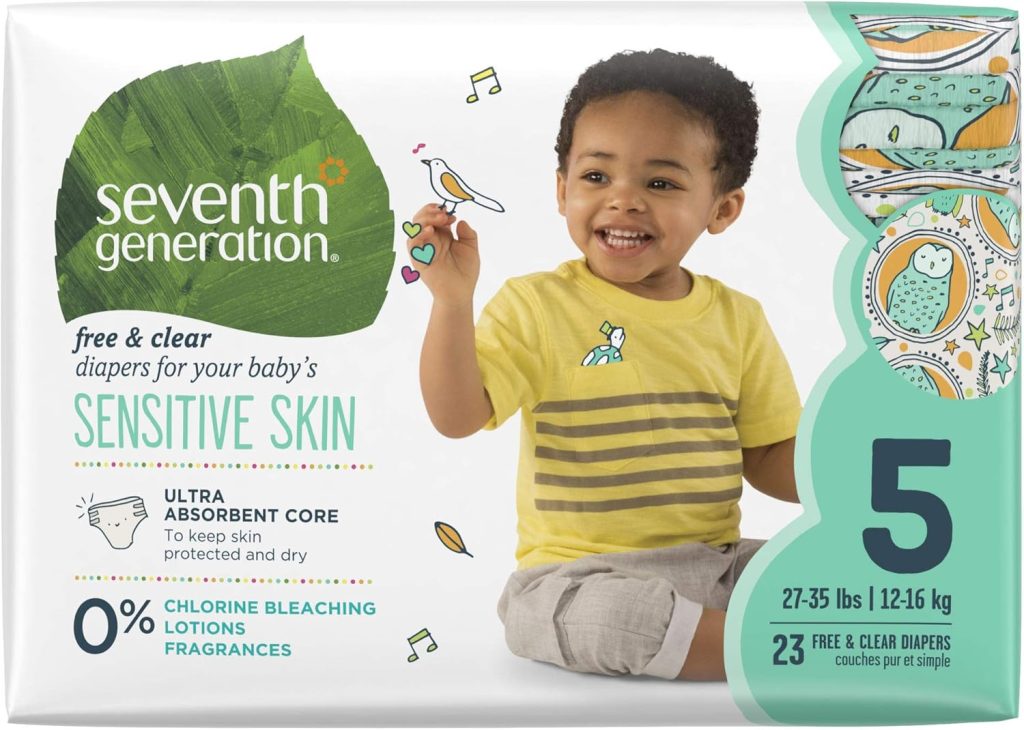 Seventh Generation Baby Diapers for Sensitive Skin, Animal Prints, Size 5, 23 Count Seventh Generation Baby Diapers for Sensitive Skin, Animal Prints, Size 5, 23 Count