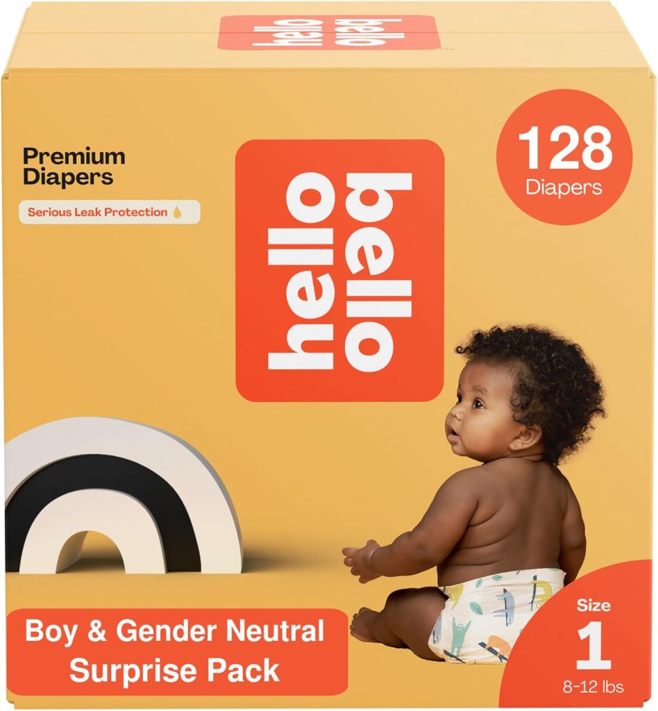 Hello Bello Premium Diapers, Size 1 (8-12 lbs) Surprise Pack for Boys - 128 Count, Hypoallergenic with Soft, Cloth-Like Feel - Assorted Boy Gender Neutral Patterns Hello Bello Premium Diapers, Size 1 (8-12 lbs) Surprise Pack for Boys - 128 Count, Hypoallergenic with Soft, Cloth-Like Feel - Assorted Boy Gender Neutral Patterns
