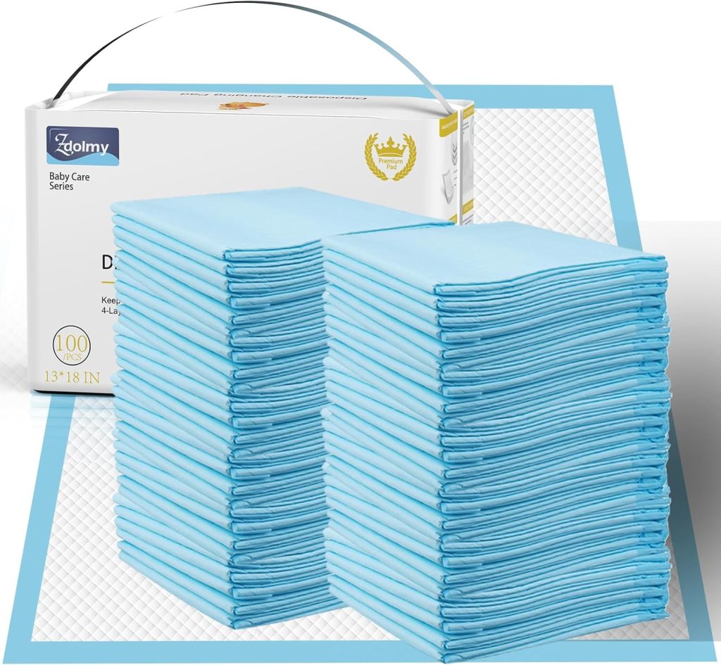 Baby Disposable Changing Pad, 100 Count Thicken and High Absorb Incontinence Changing Pad with Breathable, Waterproof, Soft Non-Woven Fabric, Underpad 13X18 inch- Extra Thick Baby Disposable Changing Pad, 100 Count Thicken and High Absorb Incontinence Changing Pad with Breathable, Waterproof, Soft Non-Woven Fabric, Underpad 13X18 inch- Extra Thick