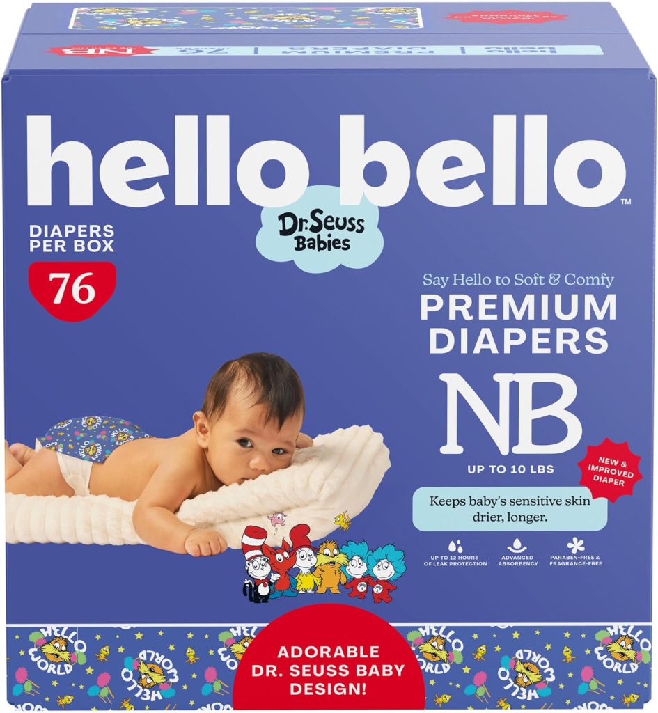 Hello Bello Newborn Premium Diapers, (Size NB - Up to 10 lbs) Surprise Pack for Girls - 128 Count, Hypoallergenic with Soft, Cloth-Like Feel - Assorted Girl Gender Neutral Patterns Hello Bello Newborn Premium Diapers, (Size NB - Up to 10 lbs) Surprise Pack for Girls - 128 Count, Hypoallergenic with Soft, Cloth-Like Feel - Assorted Girl Gender Neutral Patterns