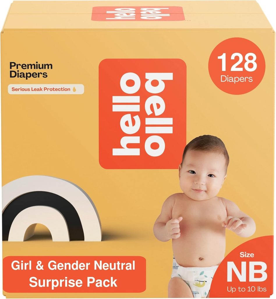 Hello Bello Newborn Premium Diapers, (Size NB - Up to 10 lbs) Surprise Pack for Girls - 128 Count, Hypoallergenic with Soft, Cloth-Like Feel - Assorted Girl Gender Neutral Patterns Hello Bello Newborn Premium Diapers, (Size NB - Up to 10 lbs) Surprise Pack for Girls - 128 Count, Hypoallergenic with Soft, Cloth-Like Feel - Assorted Girl Gender Neutral Patterns