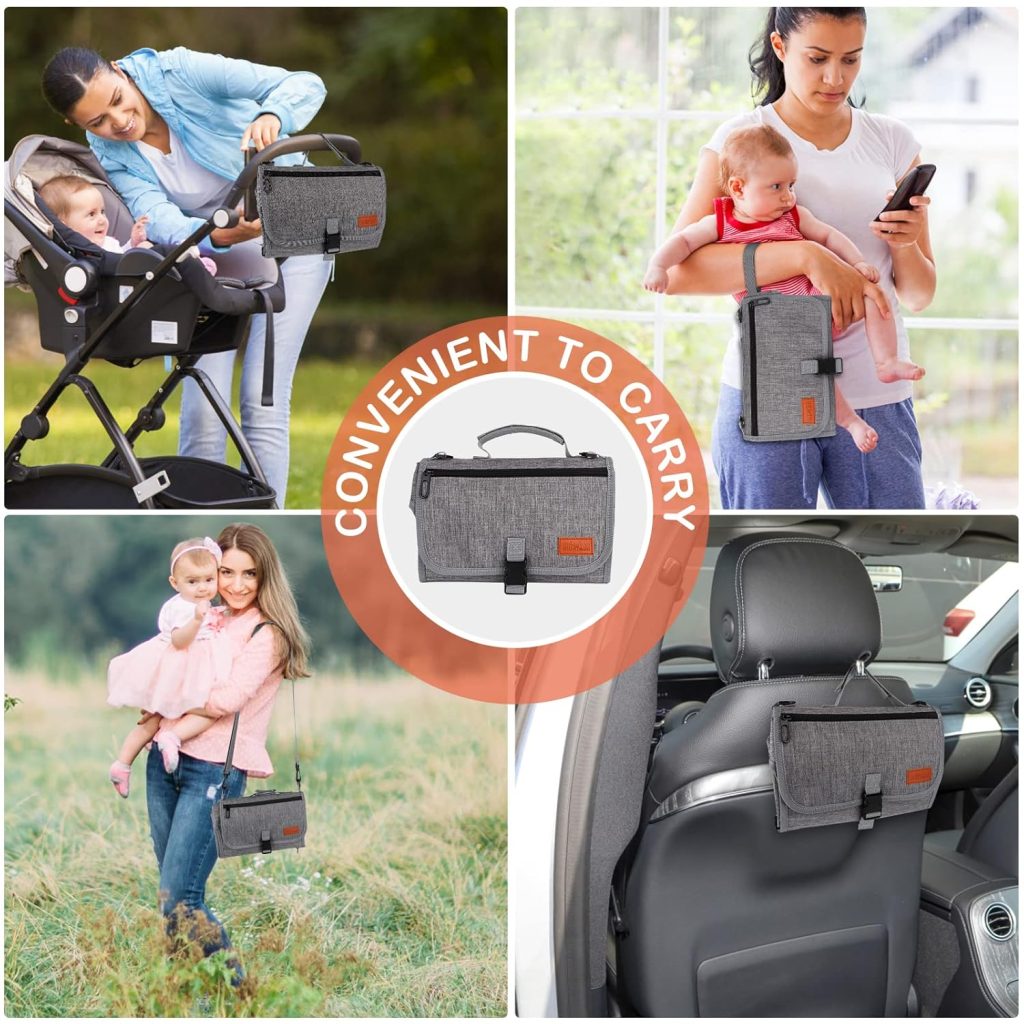 Portable Diaper Changing Pad, Baby Changing Mat with Smart Wipes Pocket, Waterproof Changing Station Kit, Foldable Changing Pad for Baby Shower, Travel, Walking Portable Diaper Changing Pad, Baby Changing Mat with Smart Wipes Pocket, Waterproof Changing Station Kit, Foldable Changing Pad for Baby Shower, Travel, Walking
