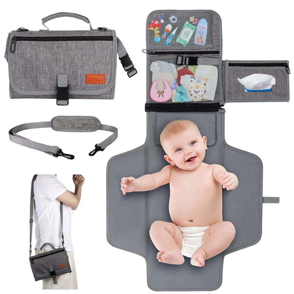 Portable Diaper Changing Pad, Baby Changing Mat with Smart Wipes Pocket, Waterproof Changing Station Kit, Foldable Changing Pad for Baby Shower, Travel, Walking Portable Diaper Changing Pad, Baby Changing Mat with Smart Wipes Pocket, Waterproof Changing Station Kit, Foldable Changing Pad for Baby Shower, Travel, Walking