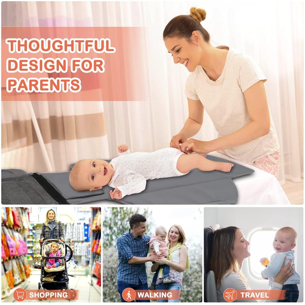 Portable Diaper Changing Pad, Baby Changing Mat with Smart Wipes Pocket, Waterproof Changing Station Kit, Foldable Changing Pad for Baby Shower, Travel, Walking Portable Diaper Changing Pad, Baby Changing Mat with Smart Wipes Pocket, Waterproof Changing Station Kit, Foldable Changing Pad for Baby Shower, Travel, Walking