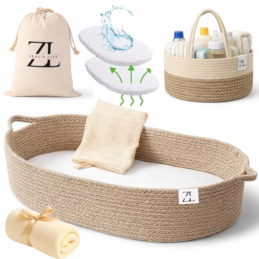 ZEALN LIFE Baby Changing Basket for Baby Dresser, Moses Basket for Babies, Diaper Basket, Baby Blanket, Foam Diaper Changing Pad for Dresser, Unisex Baby Moses Basket, Diaper Changing Pad ZEALN LIFE Baby Changing Basket for Baby Dresser, Moses Basket for Babies, Diaper Basket, Baby Blanket, Foam Diaper Changing Pad for Dresser, Unisex Baby Moses Basket, Diaper Changing Pad