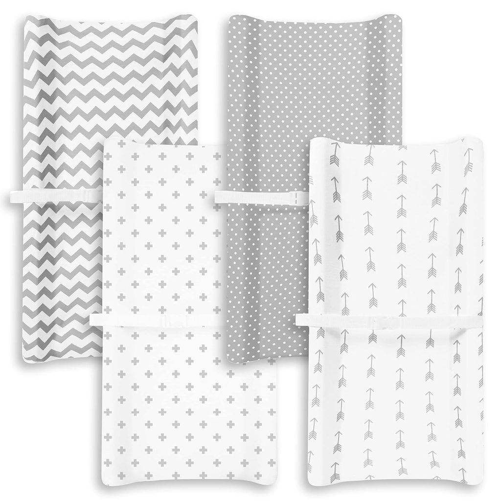 Premium Baby Changing Pad Covers Pack – Boy or Girl Changing Pad Cover – Pure Jersey Machine Washable Grey and White Changing Table Cover – Diaper Changing Pad Cover Sheets Premium Baby Changing Pad Covers Pack – Boy or Girl Changing Pad Cover – Pure Jersey Machine Washable Grey and White Changing Table Cover – Diaper Changing Pad Cover Sheets