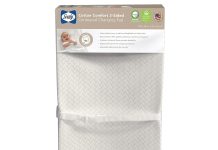Sealy Baby Cotton Comfort Waterproof 3-Sided Contoured Diaper Changing Pad for Dresser or Table, Durable Easy to Clean Surface, Eco Friendlier Cover & Soy-Enhanced Foam, Made in USA – White, 32×16”
