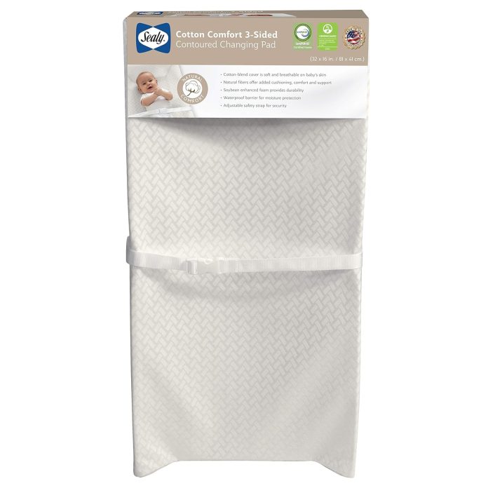 sealy-baby-cotton-comfort-waterproof-3-sided-contoured-diaper-changing-pad-for-dresser-or-table-durable-easy-to-clean-su