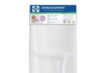 Sealy Baby Soybean Comfort Waterproof Diaper Changing Pad for Dresser or Table, Contoured 3-Sided, Wipeable Easy to Clean Surface & Durable Premium Foam, Made in USA, White, 32 x 16″