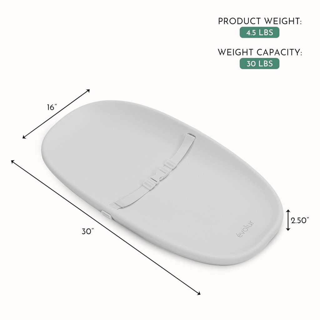 Evolur Eva Baby Changing Pad in Light Gray, Soft, Lightweight and Portable Changing Pad, Fits All Changing Table, Waterproof Firm Padding Evolur Eva Baby Changing Pad in Light Gray, Soft, Lightweight and Portable Changing Pad, Fits All Changing Table, Waterproof Firm Padding