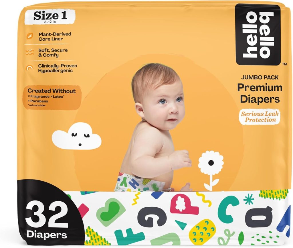 Hello Bello Premium Baby Diapers Size 1, Count of Disposable, Extra-Absorbent, Hypoallergenic Baby Diapers with Snug and Comfort Fit, Sleepy Sloth Hello Bello Premium Baby Diapers Size 1, Count of Disposable, Extra-Absorbent, Hypoallergenic Baby Diapers with Snug and Comfort Fit, Sleepy Sloth