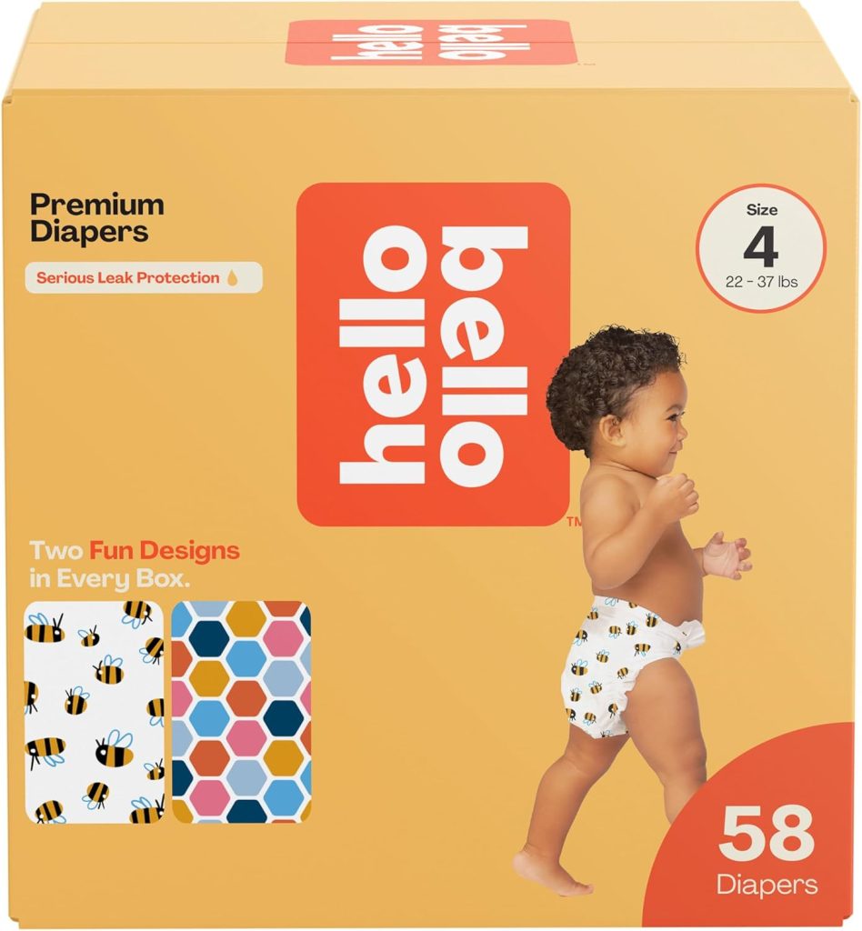 Hello Bello Premium Diapers Size (22-37lbs), Busy Bees Hive Five Designs, 58ct Club Box Hello Bello Premium Diapers Size (22-37lbs), Busy Bees Hive Five Designs, 58ct Club Box