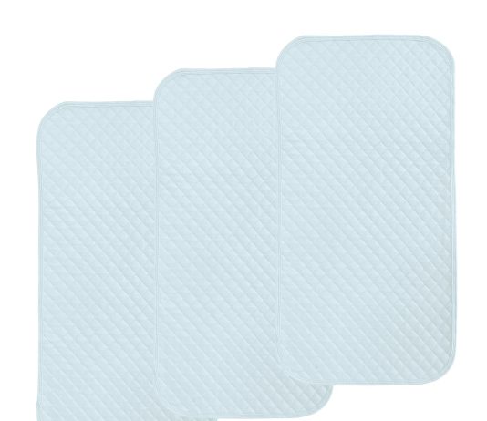 Pleasant Boulevard | Portable Waterproof Baby Changing Pad Liner, Washable Reusable Changing Table Cover Made with Breathable TPU, 27x13in (Blue, 3 Count)