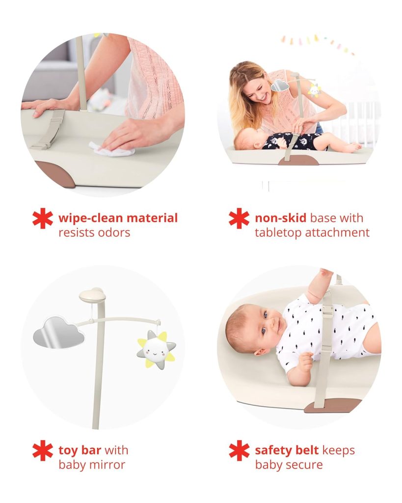 Skip Hop Baby Changing Pad Nursery Style Wipe-Clean Contoured with Cushioned Foam, Non-Skid Base, Built-in Safety Belt Tuck-Away Toy Bar, Oat Skip Hop Baby Changing Pad Nursery Style Wipe-Clean Contoured with Cushioned Foam, Non-Skid Base, Built-in Safety Belt Tuck-Away Toy Bar, Oat
