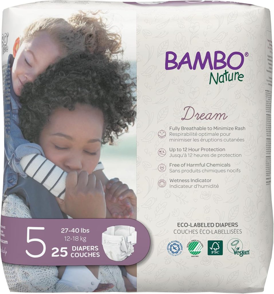 Bambo Nature Hypoallergenic Baby Diapers, Eco-Labelled Sustainable Diapers, Enhanced Leakage Protection, Totally Chlorine-free, Skin Friendly, and Super Absorbent - Size (144 Count) Bambo Nature Hypoallergenic Baby Diapers, Eco-Labelled Sustainable Diapers, Enhanced Leakage Protection, Totally Chlorine-free, Skin Friendly, and Super Absorbent - Size (144 Count)