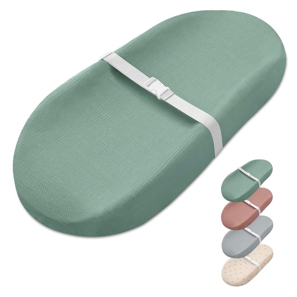 Blissful Diary Muslin Baby Changing Pad with Waterproof Lining Foam, Diaper Changing Table Pad with Cover for Dressers (Roman Green, Avocado) Blissful Diary Muslin Baby Changing Pad with Waterproof Lining Foam, Diaper Changing Table Pad with Cover for Dressers (Roman Green, Avocado)