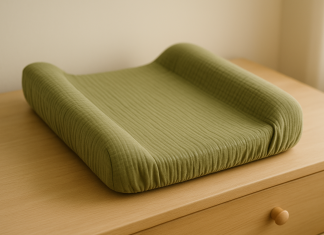 Blissful Diary Muslin Baby Changing Pad with Waterproof Lining Foam, Diaper Changing Table Pad with Cover for Dressers (Roman Green, Avocado)