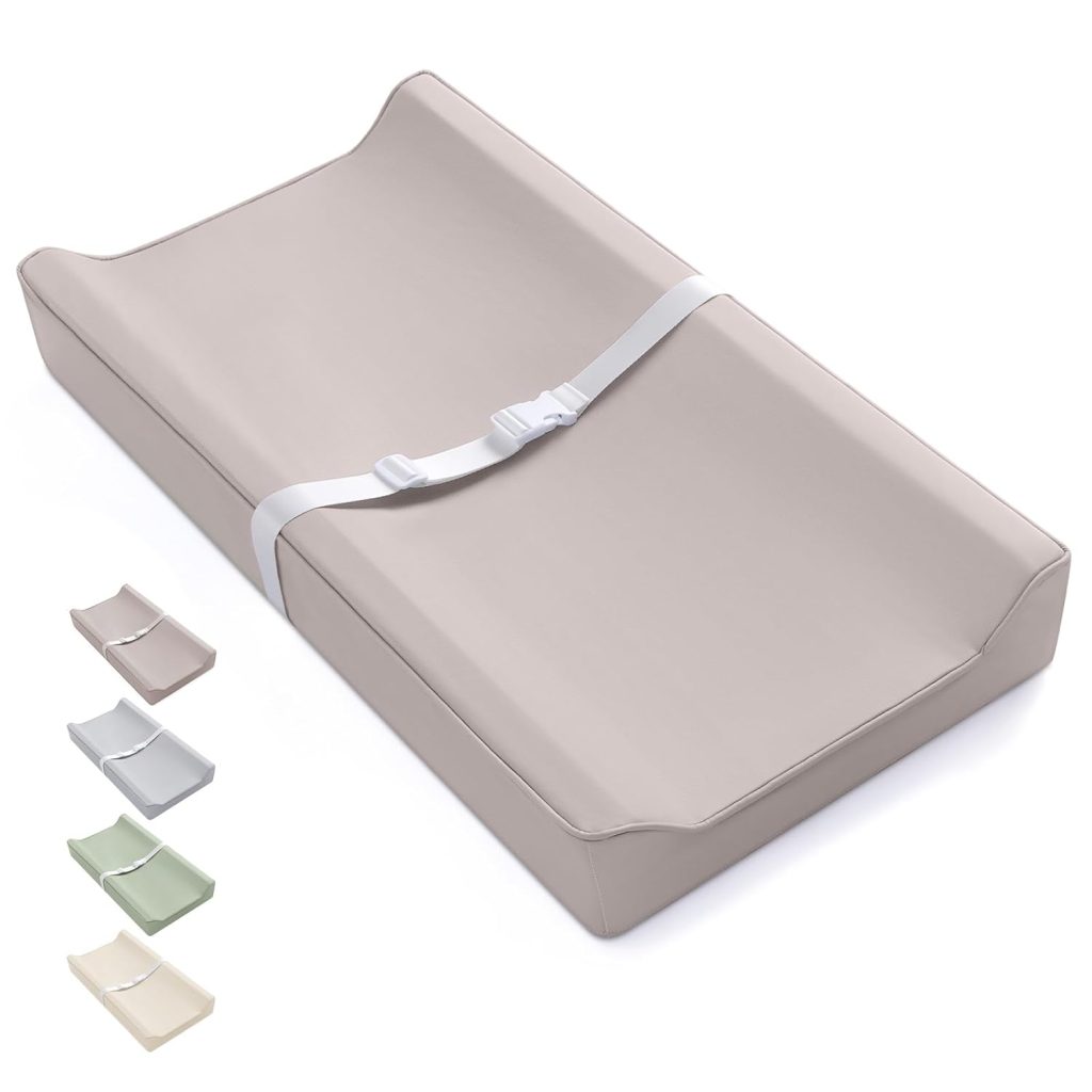 Blissful Diary Vegan Leather Baby Changing Pad with Waterproof Wipe-Clean PU Cover, Standard Size Cozy Diaper Changing Pad for Dresser and Table, Taupe Blissful Diary Vegan Leather Baby Changing Pad with Waterproof Wipe-Clean PU Cover, Standard Size Cozy Diaper Changing Pad for Dresser and Table, Taupe