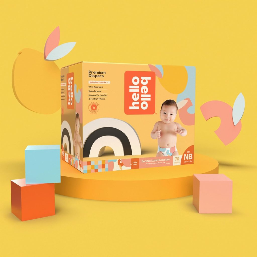 Hello Bello Premium Newborn Diapers, Honeysuckle Designs, 76ct Club Box, Hypoallergenic and Extra Absorbent Hello Bello Premium Newborn Diapers, Honeysuckle Designs, 76ct Club Box, Hypoallergenic and Extra Absorbent