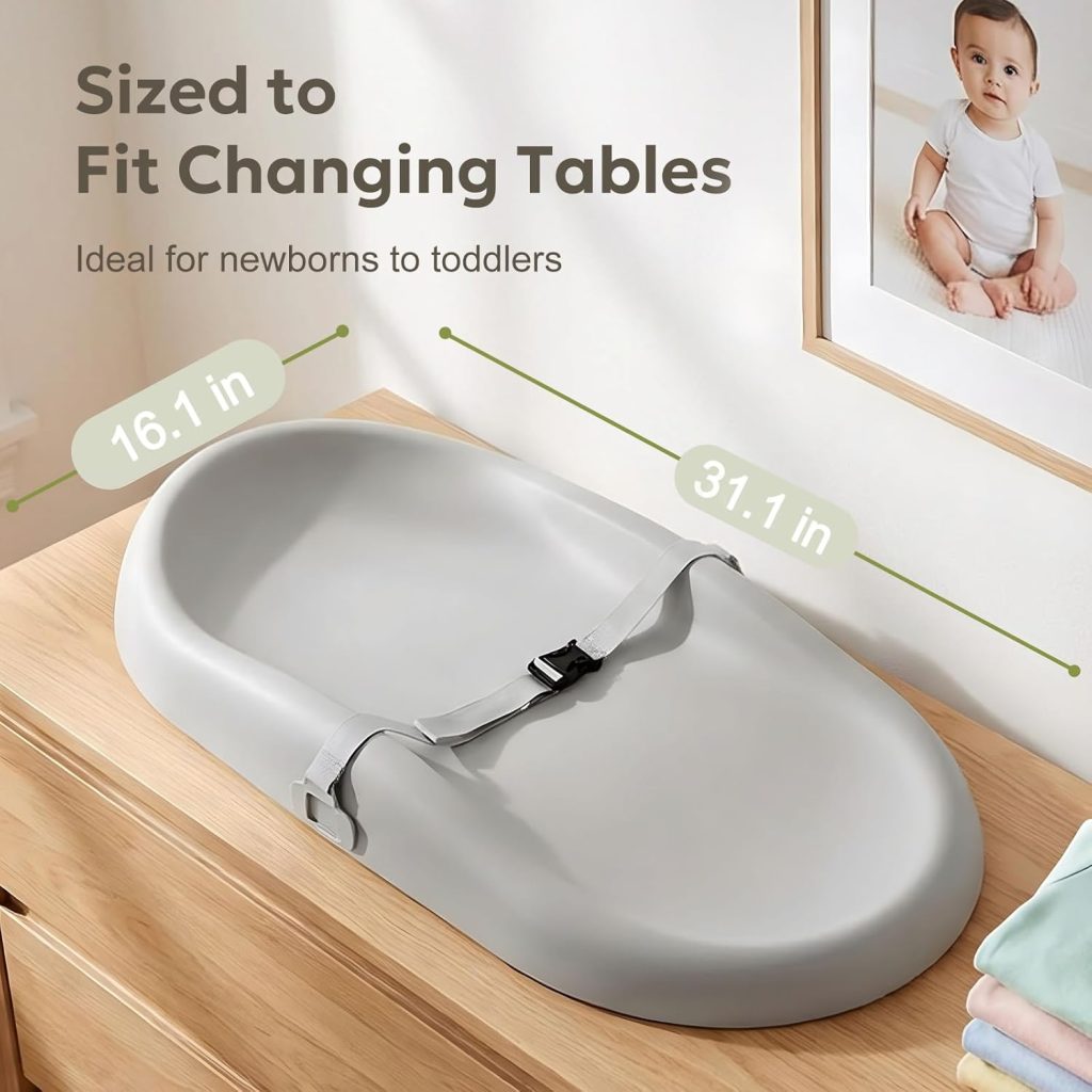 Mallify Baby Changing Pad with Waterproof and Non-Toxic Surface, Changing Table Pad with Adjustable Safety Belt, Wipe-Clean Portable Changing Pad for Dresser(Grey) Mallify Baby Changing Pad with Waterproof and Non-Toxic Surface, Changing Table Pad with Adjustable Safety Belt, Wipe-Clean Portable Changing Pad for Dresser(Grey)
